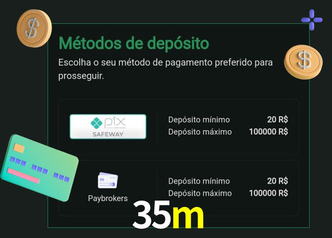 O cassino 35m oferece uma grande variedade de métodos de pagamento